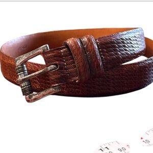 Martin Dingman Handmade Calfskins Men's Brown Leather Belt Size 34 Basket Grain